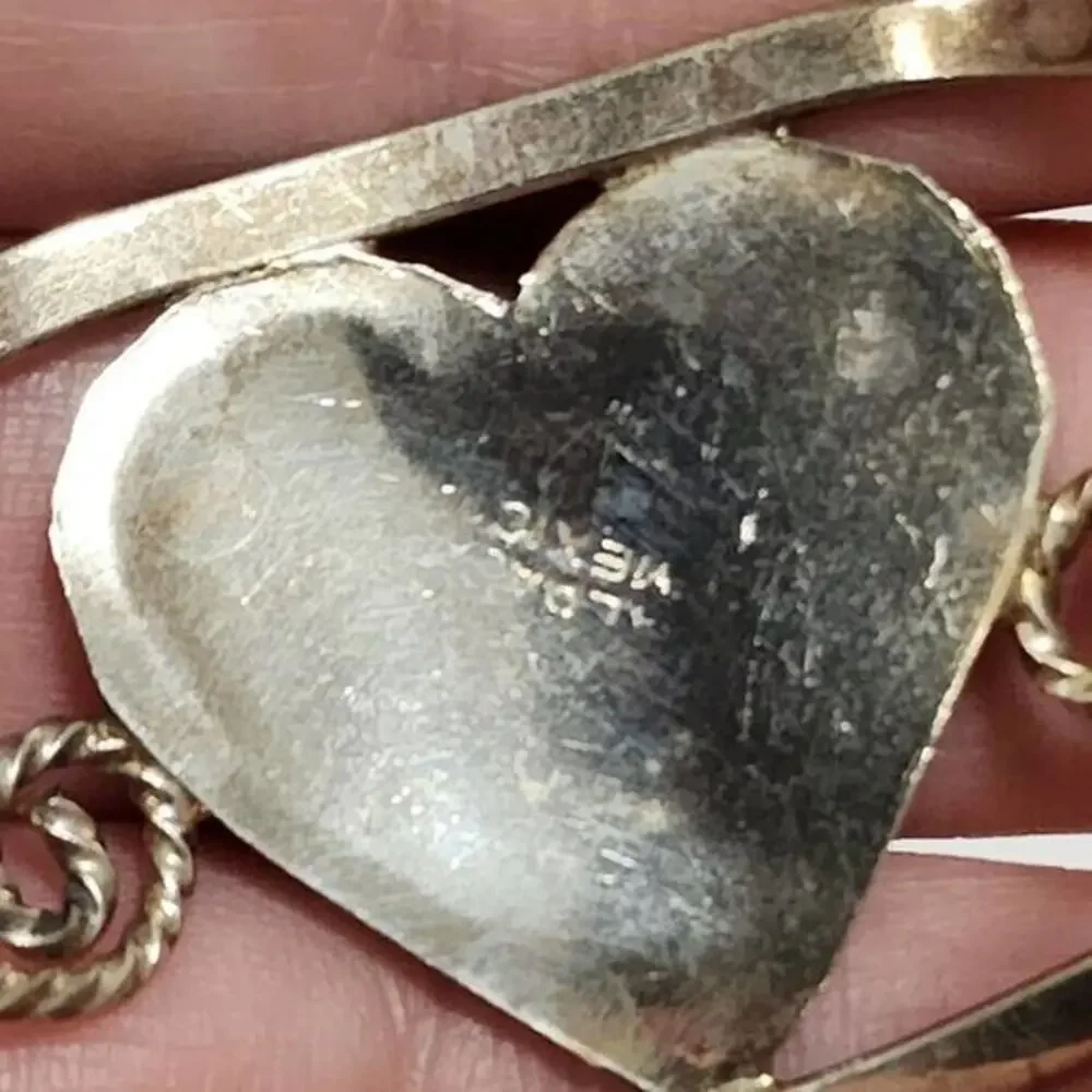 VINTAGE Alpaca Mexico silver‎ abalone cuff bracelet